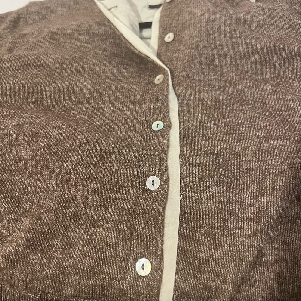 Zara Combination Knit Wool Blend, Cotton Lined Cardigan Sweater. Mink. L NWT - Picture 10 of 12
